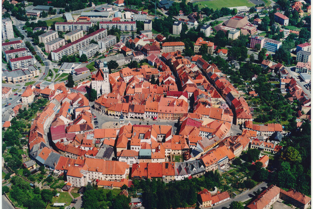 Prachatice, letecký snímek