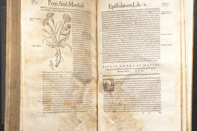 Ukázka typografie a ilustrací knihy Epistolarum Medicinalium libri quinque.