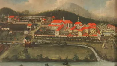 historická veduta cisterciáckého kláštera Zlatá Koruna v jižních Čechách