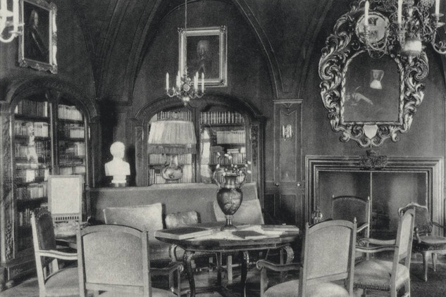 Zámek Zelená Hora, knihovna, 30. léta 20. století, foto: archiv L. Krčmáře