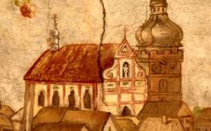Bor (okr. Tachov), kostel sv. Mikuláše, věž, zdroj: V. T. S. Schmidt,1746–1749