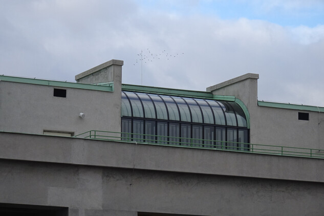 Ateliérové okno s vyhlídkovou terasou, Armádní muzeum na Žižkově (20. 1. 2022)