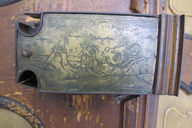 Fara ve Starči, zámek s rytinou bojové scény – před obnovou